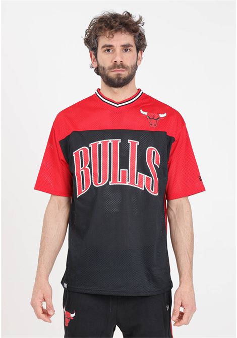 Oversized Chicago Bulls NBA Arch Graphic Mesh Men's T-Shirt Black NEW ERA | 60435447.